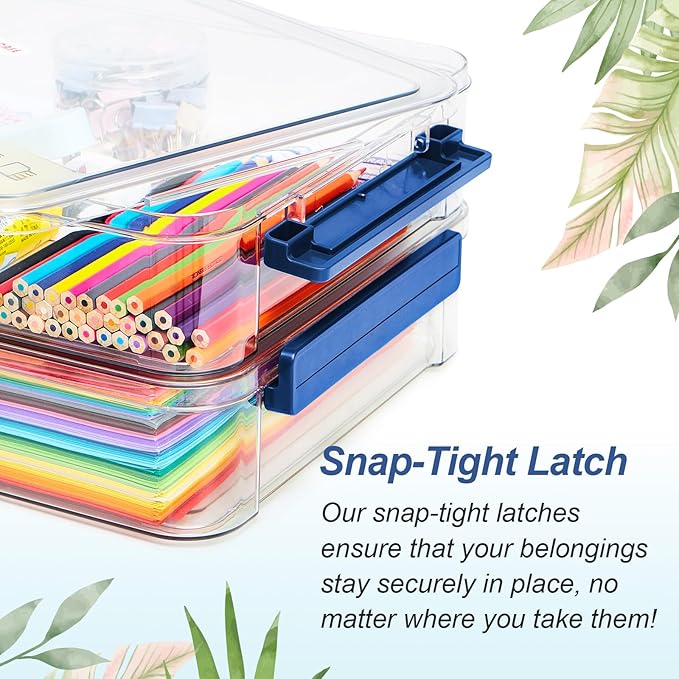 CATOOMUU 16-Pack 9x13 Shallow Flat Clear Plastic Storage Boxes | 5.5Qt stackable cases with lids, snap-tight latch container for paper, A4 files, documents, scrapbook, craft, art supplies - Image 5