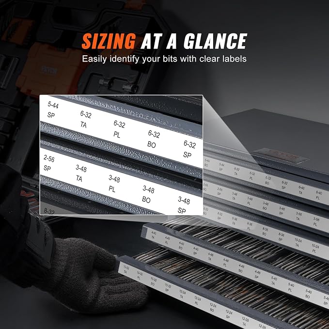 VEVOR Five-Drawer 2-56-#12-28 Steel Dispenser Organizer Labels, 60-Compartment Stackable Cabinet for Tap Storage, Gray with Orange Texture - Image 6