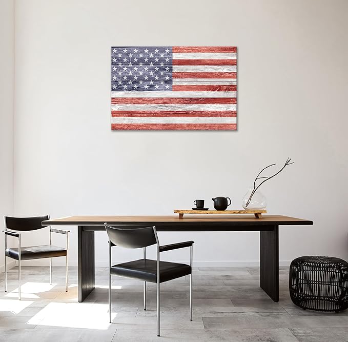 SKASNFAI Inspirational American Flag Wall Decor Picture Artwork USA Flag Patriotic Canvas Wall Art Retro Poster for Living Room College Bedroom Ready to Hang (16L x 24W)