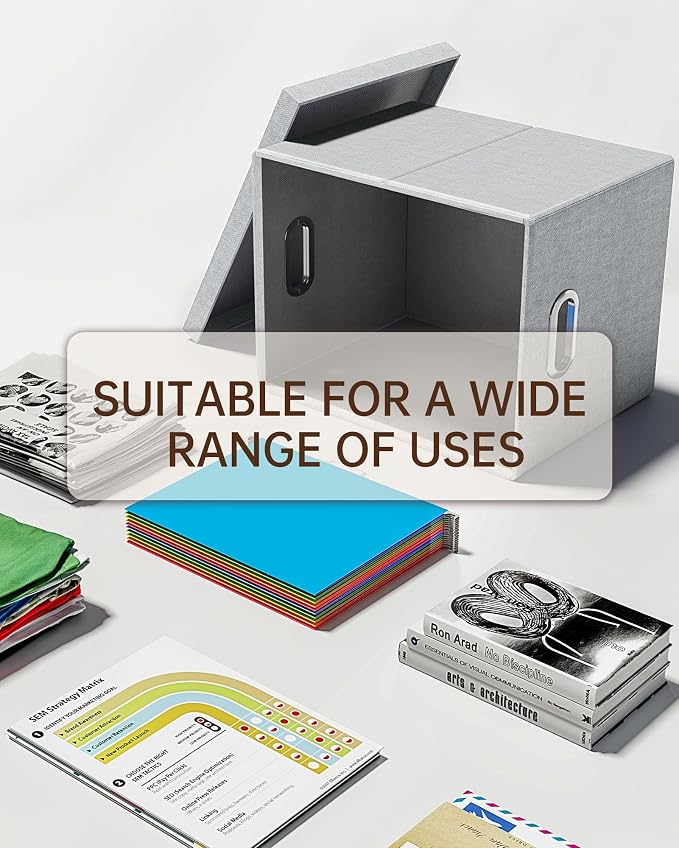 File Organizer, File Box, File Cabinet for Letter File Folder Storage, Hanging File Organizer for Office/Decor/Home,Document Organizer, 1 Pack,Gray-White-Box Only - Image 5