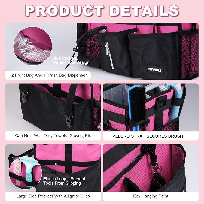 Large Cleaning Caddy Bag With Detachable Divider,Caddy Organizer With Handle,Cleaning Supply Storage With Adjustable Shoulder Strap & Waist Belt For Cleaners,Cleaning Housekeepers - Image 6