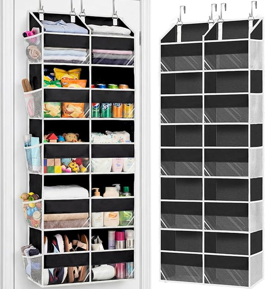 Over the Door Organizer 5 Tiers, Extra Large Behind Door Storage of 10 Compartments, 80 lbs Weight Capacity Hanging Storage Organizer with Clear Window Kids Toys, Shoes, Diapers, Room storage by Ofiray-home