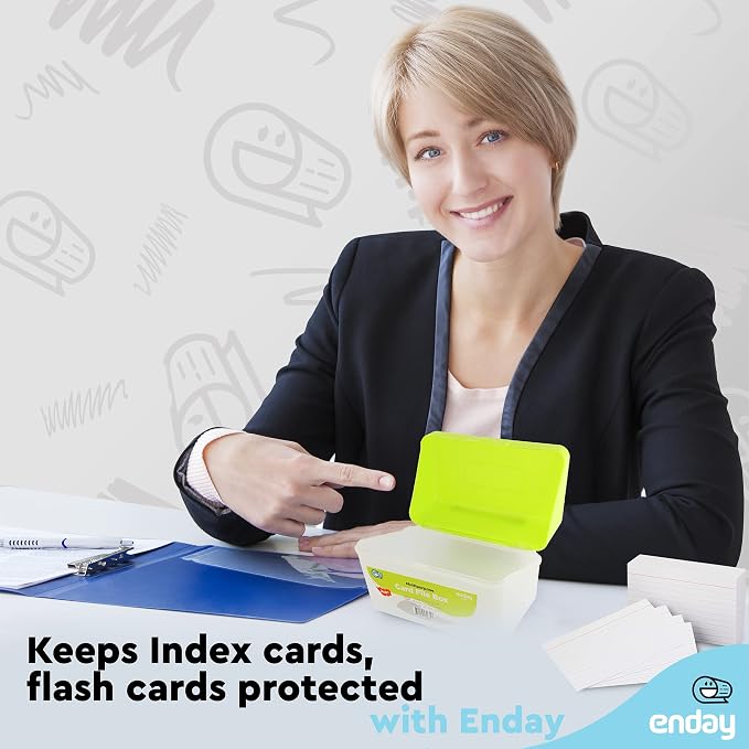 Enday Index Card Box Green 3x5 Index Card Holder, Index Card Organizer, Flash Card Holder, Holds 250 Cards. - Image 6