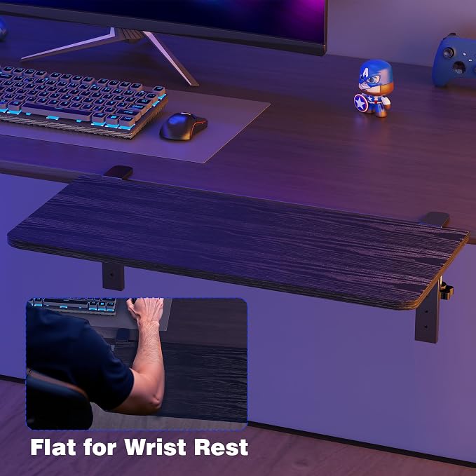 Desk Extender, 22-inch Clamp-On Desk Shelf, Height-Adjustable Desktop Shelf Organizer for Monitors Office and Gaming Accessories, Arm Support Table Extension, 44lbs Heavy Duty, Black - Image 5