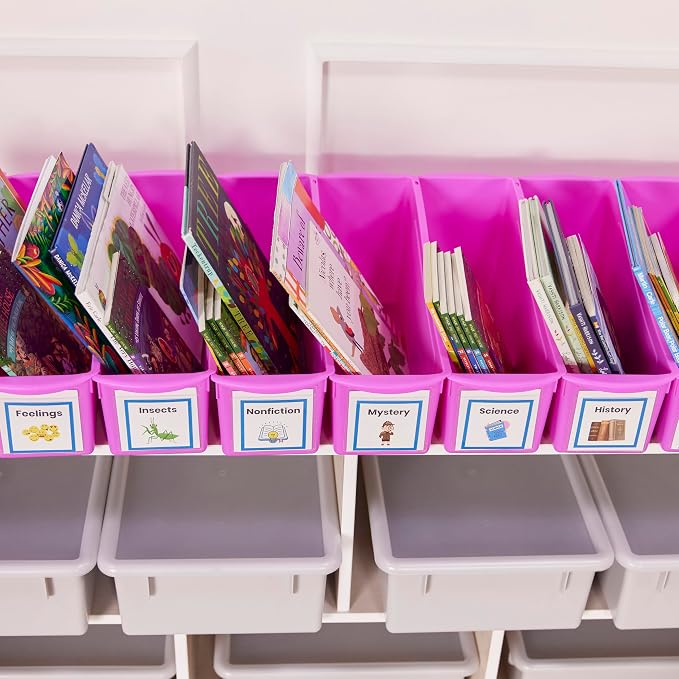 ECR4Kids Linking Plastic Storage Book Bin, Multipurpose Organization, Neon Purple, 10-Piece - Image 9