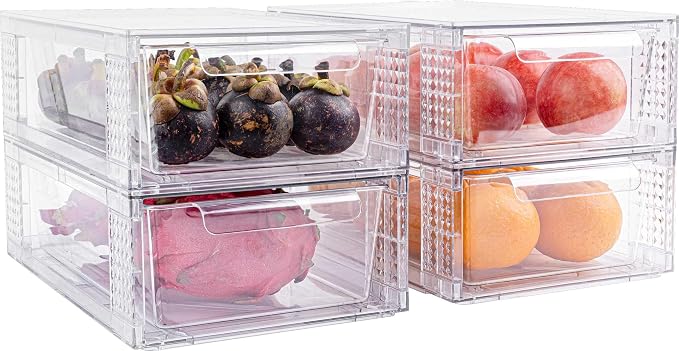 6 Pack Clear Stackable Storage Drawers, 3.95" H Easily Assemble Acrylic Organizer Bins - Multi-Use for Make up, Closet, Pantry, Bathroom, Medicine, Kitchen Cabinet & Undersink Organization - Image 6