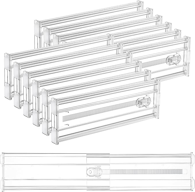 Vtopmart 4" Regular Upgrade Drawer Divider for Clothes, 12.8"-22.3" 12 Pack | Expandable Dresser Drawer Organizer, Clear Separator, Baby Clothing, Underwear, Cosmetics, Toiletries Storage, Space Saving by Vtopmart