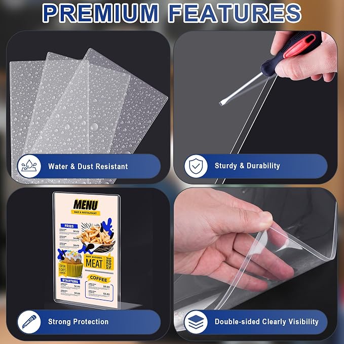 AKONEGE 5PCS Menu Covers 8.5" x 14" Rigid Print Protectors Clear Plastic Page Sheet Protectors for Legal Size Paper, Top Loading Hard Plastic Paper Sleeves for Poster Document Photo Birth Certificate - Image 3