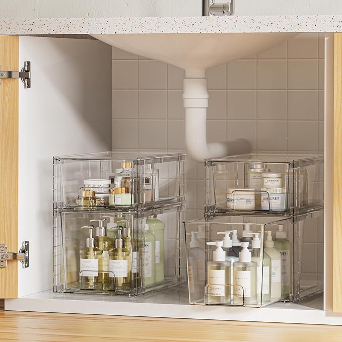 Vtopmart 8 Pack Clear Stackable Storage Drawers - Image 2