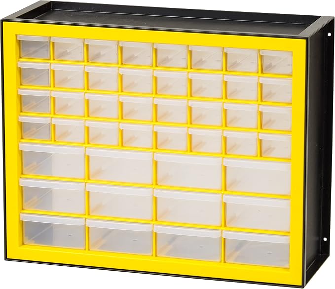 IRIS Plastic Hardware Storage Drawer, 44 Drawer Parts Cabinet - Yellow | Wall-mountable, Stackable, Building Bricks, Screws, Nuts & Bolts, Hardware, Garage Tool Storage - Image 7