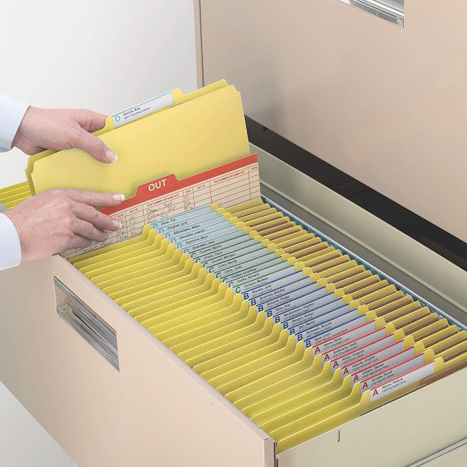 Smead Pressboard Classification File Folder with SafeSHIELD Fasteners, 3 Dividers, 3" Expansion, Legal Size, Yellow, 10 per Box (19098) (Pack of 1) - Image 5