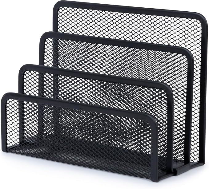 YBM Home Desk Mail Organizer for Office, 3-Slot Mesh Letter Sorter/Holder Black 2250 by YBMHome