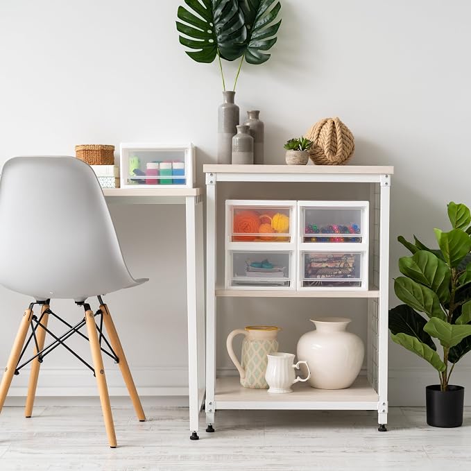 IRIS USA 2-Pack, 6 Qt. Small Stacking Drawer Storage Organizer, White | Keep craft supplies, accessories, office items, and small essentials organized around your home for easy everyday storage - Image 8