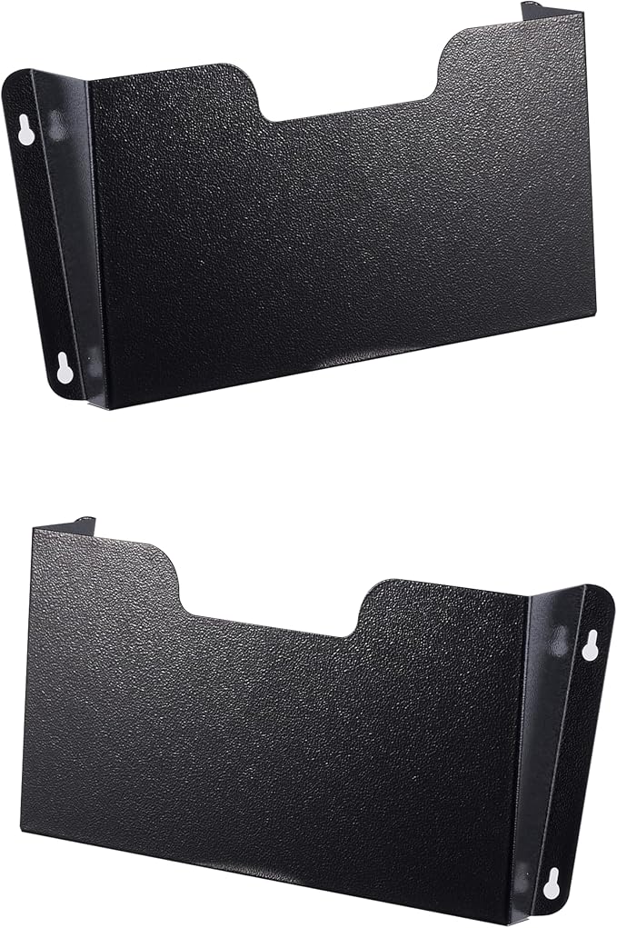 DR POCKET RACK Wall Mount File Holder, Single Pocket Letter Size, Black Metal Office Document Organizer by Unknown