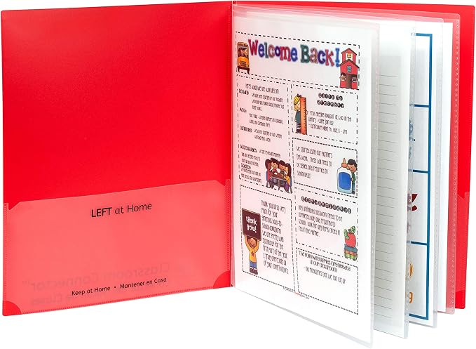 C-Line Classroom Connector™ Multi-Pocket School-to-Home Portfolio, Red, 15/BX (32304), 9.5 x 11.75 x 0.25 - Image 3