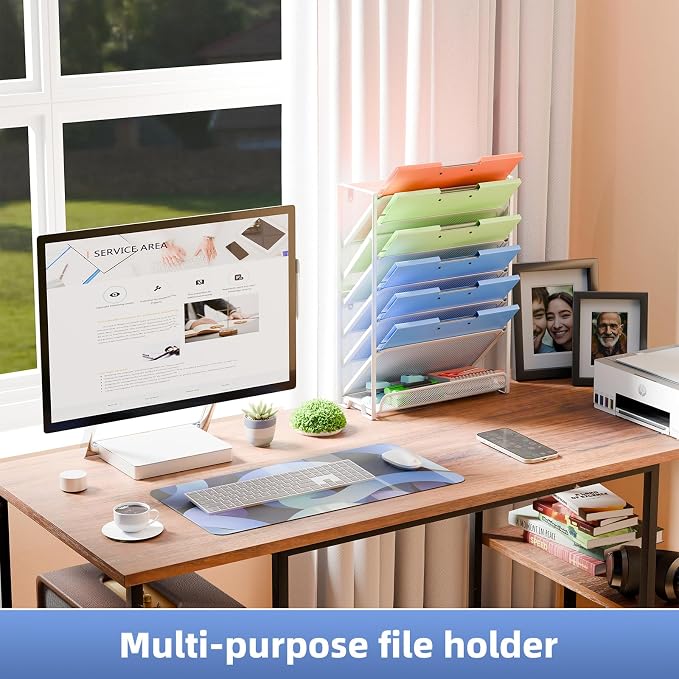 Simple Trending Wall File Organizer, Mesh 7-Tier Vertical Hanging File Holder, Desktop Metal Files Rack for Office and Home, Black - Image 3