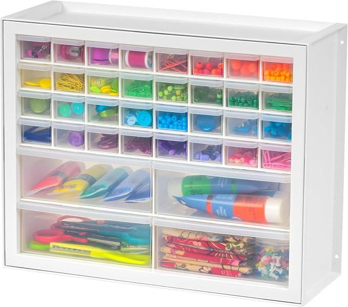 IRIS USA 36-Drawer Storage Cabinet, Bead Craft Supplies, Made in USA, White | Wall mountable, Stackable, Hardware, Electronics, Teacher Toolbox, Small Parts by IRISUSA
