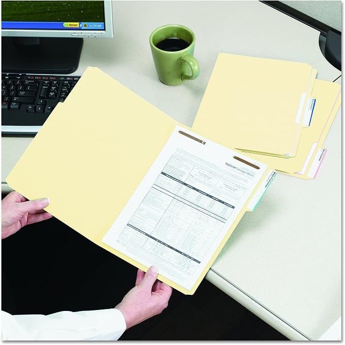 Smead Fastener File Folder, 2 Fasteners, Reinforced 1/3- Cut Tab, Legal Size, Manila, 50 Per Box - Image 2