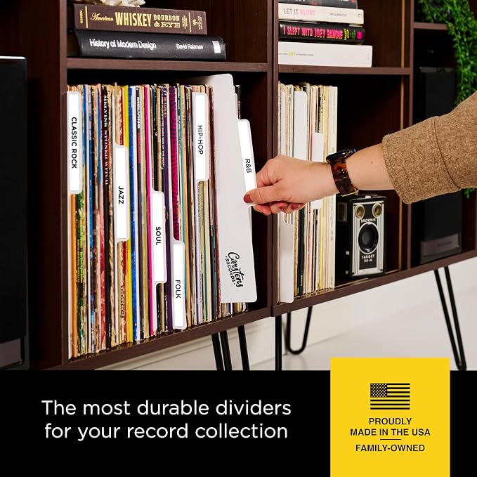 Carstens Records Heavy Duty Vinyl Album Dividers | 12" LP Organizers with Tabs | Pack of 32 White | Made in The USA | Personalizable - Image 8