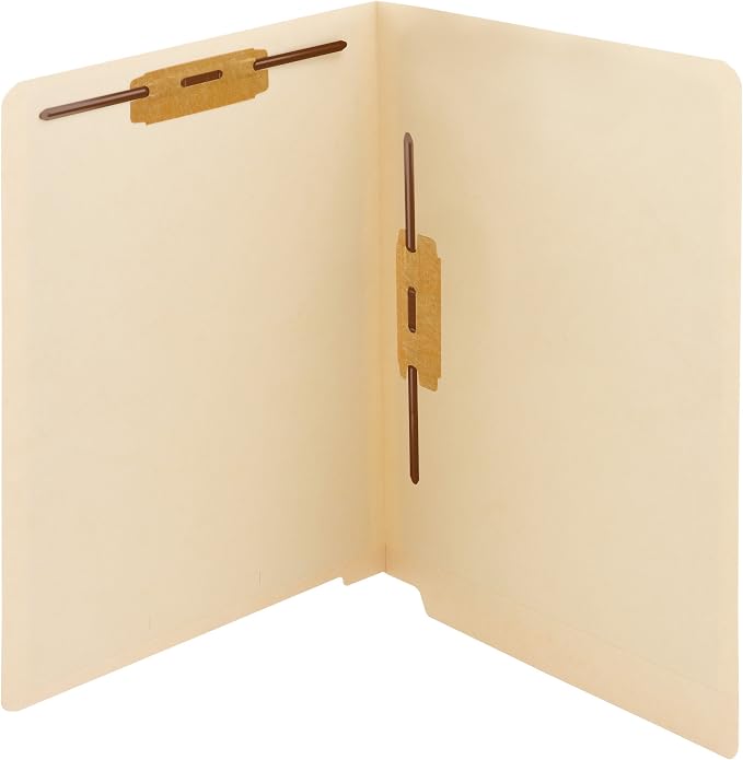 Smead End Tab Fastener File Folder, Shelf-Master® Reinforced Straight-Cut Tab, 2 Fasteners, Letter Size, Manila, 50 per Box (34120) by SMEAD