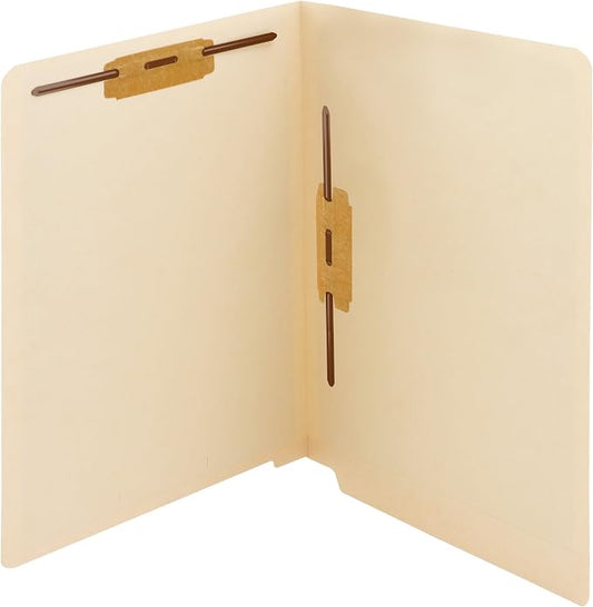 Smead End Tab Fastener File Folder, Shelf-Master® Reinforced Straight-Cut Tab, 2 Fasteners, Letter Size, Manila, 50 per Box (34120) by SMEAD