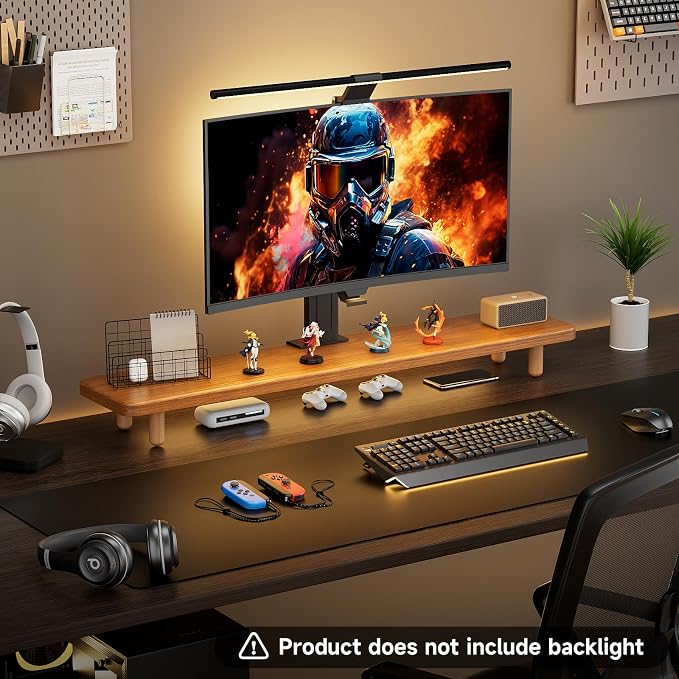 Dual Monitor Stand Riser, 39 Inch Extra Long Wooden Desktop Monitor Riser with Storage for 2 Monitors Ultra Strong Desk Shelf Organizer Riser Ergonomic for 2 Screens/Laptop/PC/TV/Printer (Light Walnut, 39inches) - Image 4