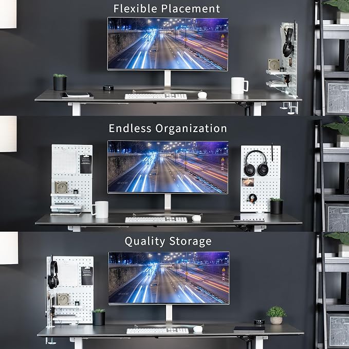 VIVO White Clamp-on 20 x 24 inch Desk Pegboard, PP-DK24W | Steel Privacy Panel, Magnetic Peg Board, Office Accessory Organizer, Above or Under Desk Placement - Image 7