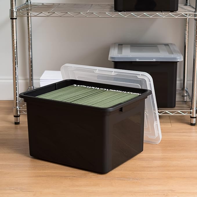 IRIS USA 4-Pack 35 Qt. Letter/Legal File Box with Latching Lid, Black | Protect important documents, letter and legal files with secure storage for home offices, moving, and long-term organization - Image 8