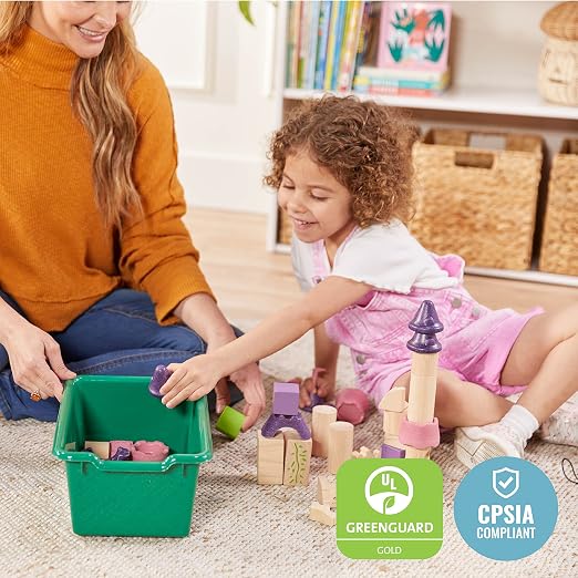ECR4Kids Scoop Front Storage Bins, Multipurpose Organization, Green, 25-Piece - Image 6