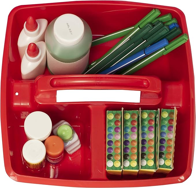 Storex Classroom Caddy, 9.25 x 9.25 x 5.25 Inches, Assorted Colors, Color Assortment Will Vary, Case of 6 (00940U06C), Small Caddy - Image 5