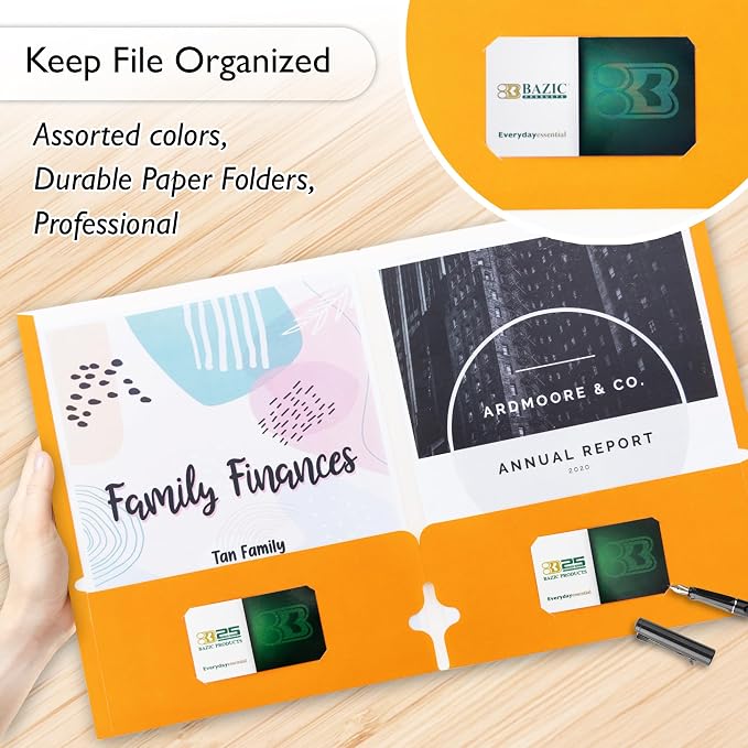 BAZIC Products Assorted Color Paper 2-Pocket Folder, 10-Set | two interior pockets, Holds 8.5 x 11 in sheets - Image 4
