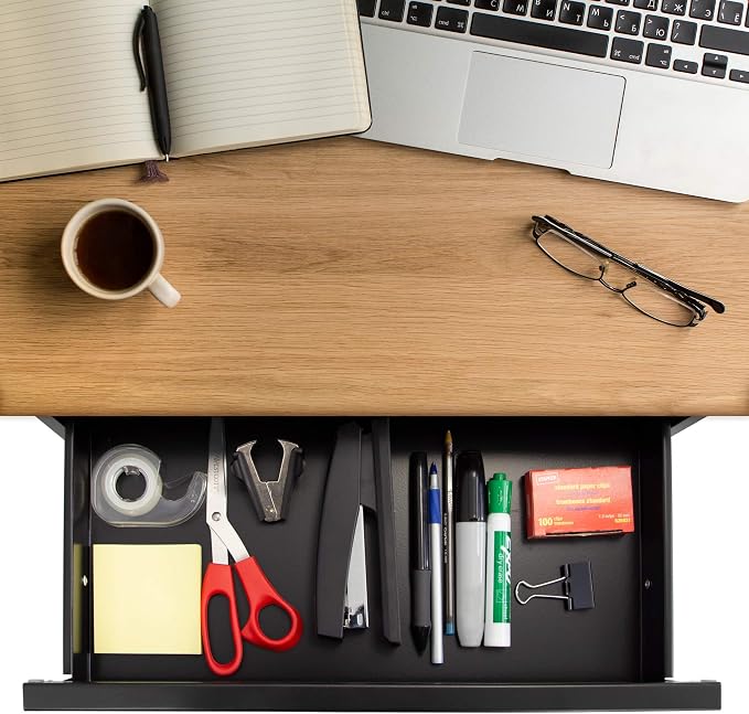 Mount-It! Locking Under Desk Pull-Out Drawer, Heavy-Duty Steel Under Table Slide-Out Storage Organizer with Key Lock for Private Storage, Smooth Glide Track, Fits Desks Over 0.71″ Thick - Image 2