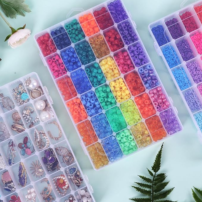 Bead Organizer Storage 8 Pack 36 Grid Jewelry Tackle Craft Box Adjustable | Clear Plastic, Adjustable Dividers, Label Stickers Included, for Beads Jewelry Crafts Fishing Tackle and Small Parts - Image 7