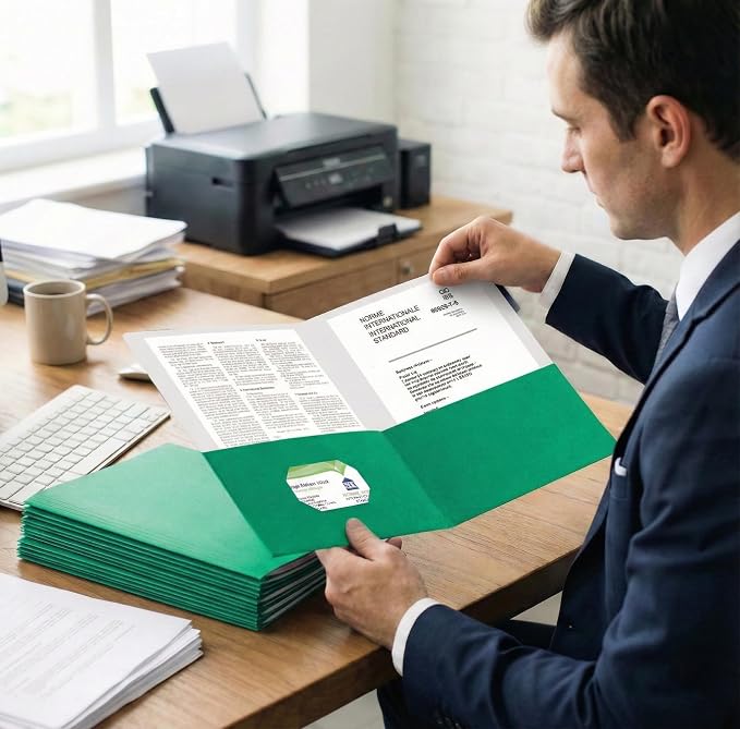 Zzrywuty 100 Packs Paper Green Folders with Pockets for Students,Businessmen and Office Workers,Letter Size,Two Pocket Folders with Card Slot for Office,Business,School Supplies - Image 6