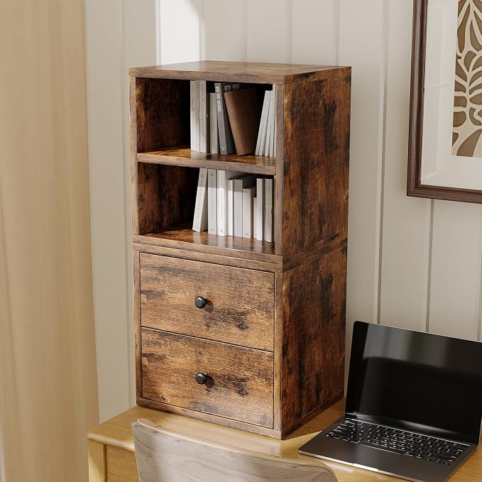 FUSUNBAO Magic DIY Cube Storage Organizer Stackable Cubes for Home Books Clothes Toy-Modular Cubby Storage System-Office Cubical-Bookcase Closet (Antique Brown, Door Cube) - Image 6