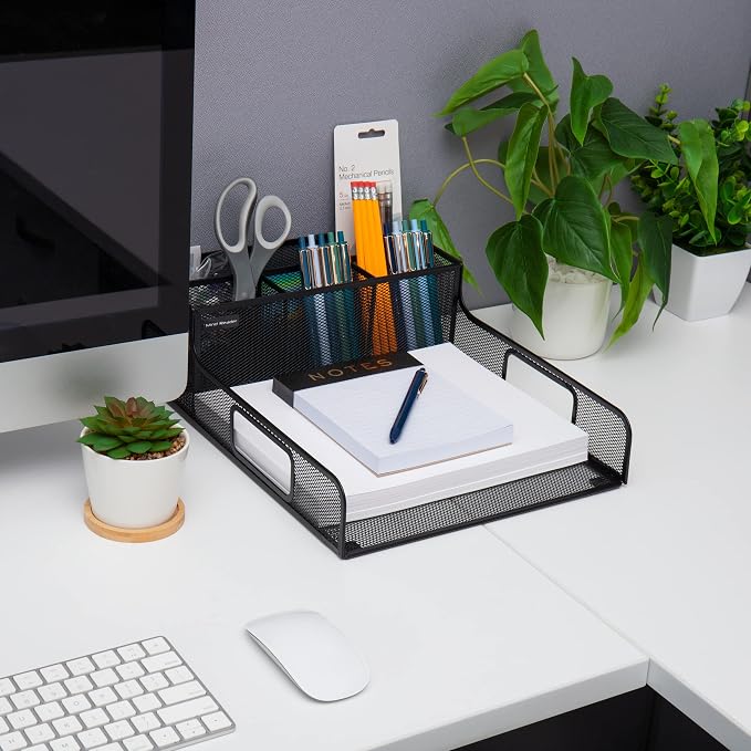 Mind Reader Desktop Organizer, File Storage, Accessory Storage, Workspace, Office, Metal Mesh, 11.5" L x 14.75" W x 5.5" H, Black - Image 5
