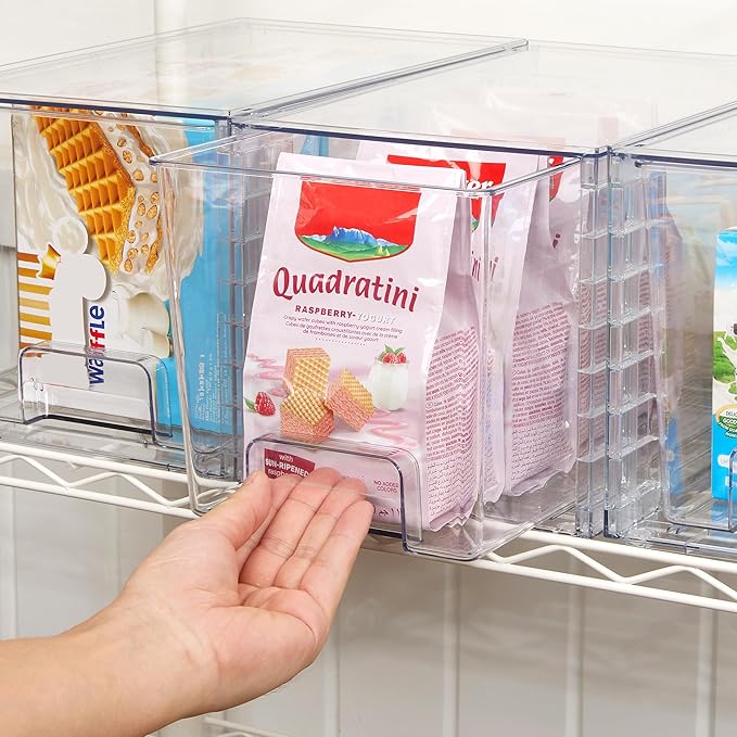 Vtopmart 4 Pack Stackable Clear Pantry Storage Drawers, Large | Large Clear Drawers with Handles. Stackable, Easy to Assemble, Non-slip and Sturdy for Pantry, Kitchen, Cabinet & Bathroom. - Image 7