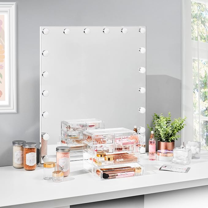 Sorbus Clear Makeup Organizer Display - Stylish Organization and Storage Case for Cosmetics, Jewelry & Hair Accessories - Space Saving Makeup Organizer for Vanity & Bathroom (2 Large, 4 Small Drawers) - Image 3