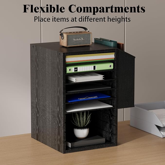 Unionly 10Tier Adjustable Mail Sorter,Wood Paper Organizer for Class,Office | Office Mailbox with name slot,Literature Organizer with side pocket,Wooden File Storage Organizer for school,classroom,office - Image 4