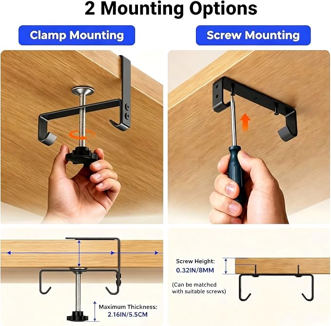 Under Desk Cable Management Tray 36", No Drill Clamp-On Design, Premium Oxford Fabric Cord Organizer Hides Power Strip & Messy Wires, Ideal for Home Office & Gaming Desk - Image 3