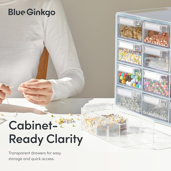 Blue Ginkgo 16-Drawer Storage Cabinet Organizer, Blue, Made in Korea | Stackable. Adjustable. Easy Visibility. - Image 5
