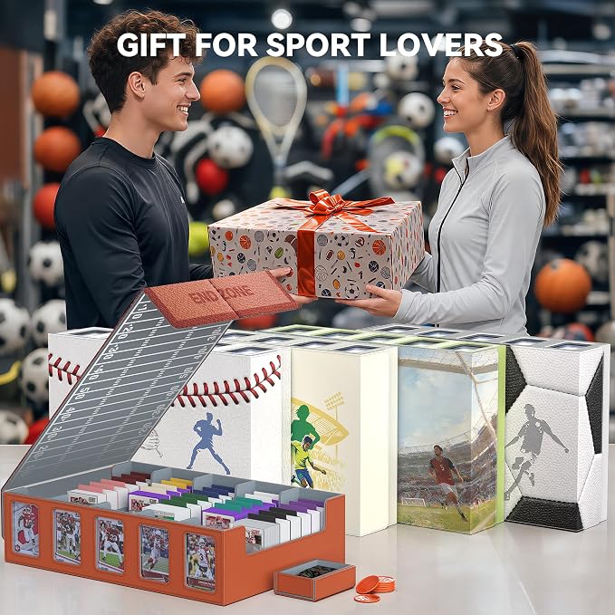 Kabinka Football Card Storage Box with Window Display, 5-Row Sport Card Storage Box, 3900+ Card Deck Box for Football Sports Card TCG, 5 Top Loaders, 5 Stoppers, 48 Dividers, 1 Dice Tray(Football 1) - Image 7