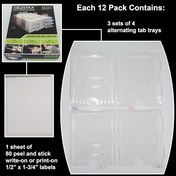 File Organizers - Letter Size, Stackable Trays for Desk - for Office Files, Mail, Documents - 12 Pack, Clear - Image 5