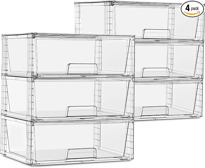 Sorbus Stackable Clear Storage Drawers, Pull-Out Organizer Bins - Large Plastic Drawer Organizers for Bathroom, under Sink, Closet, Pantry & Kitchen Organization (6 Pack) by Sorbus