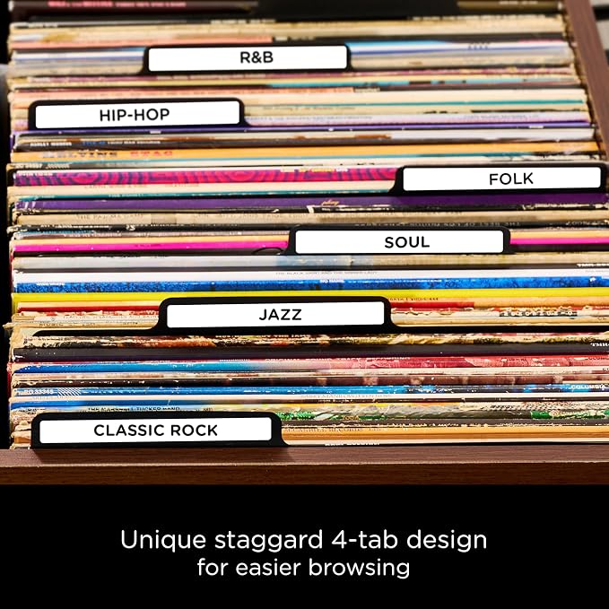 Carstens Records Heavy Duty Vinyl Album Dividers | 12" LP Organizers with Tabs | Pack of 32 Black | Made in The USA | Personalizable - Image 3