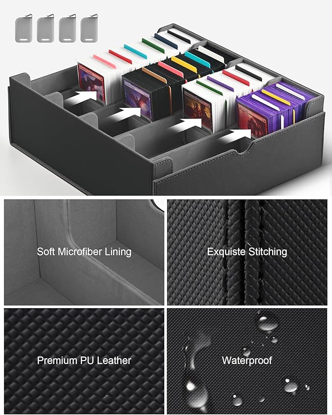 ZLCA Card Storage Box for MTG PTCG, Commander Deck Box Holds 3200+ Cards, Trading Card Storage Case with 4 Stoppers, Card Organizer for TCG Sport Cards(Black) - Image 5