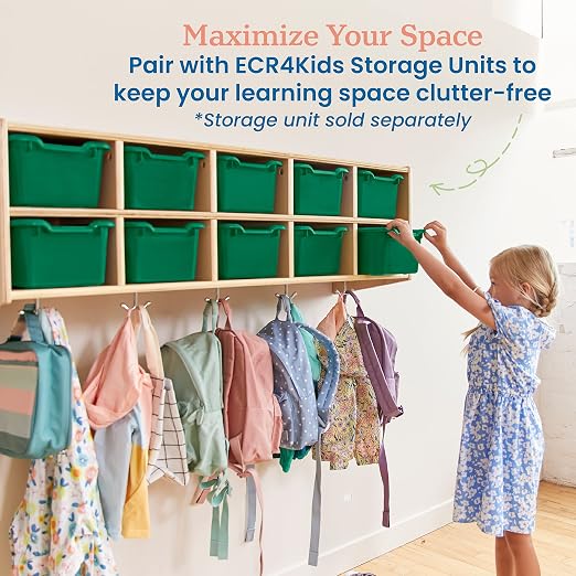 ECR4Kids Scoop Front Storage Bins, Multipurpose Organization, Green, 10-Piece - Image 5