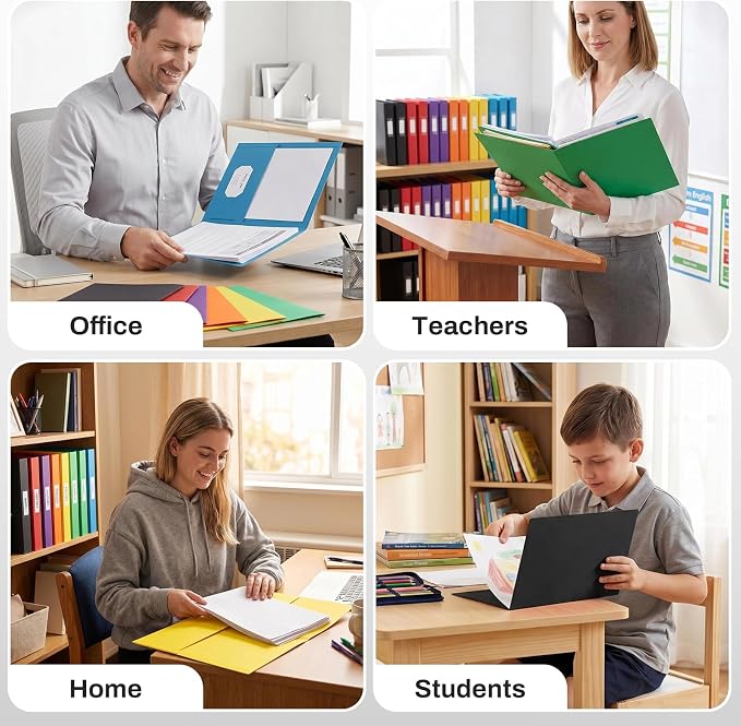SUNEE Folders with Pockets(125 Pack, Black), 2 Pocket Folders Fit Letter Size Paper, Paper File Folder for School Office Home Business - Image 5