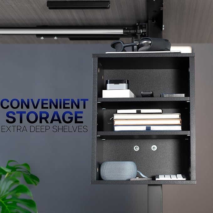 VIVO Black Clamp-on Desk Leg Shelving Unit, Storage Shelves, DESK-SHELF3CL | Multi-Level Storage, Office Accessory Holder for Supplies, Gaming Devices, and More, Workstation Organizer - Image 8
