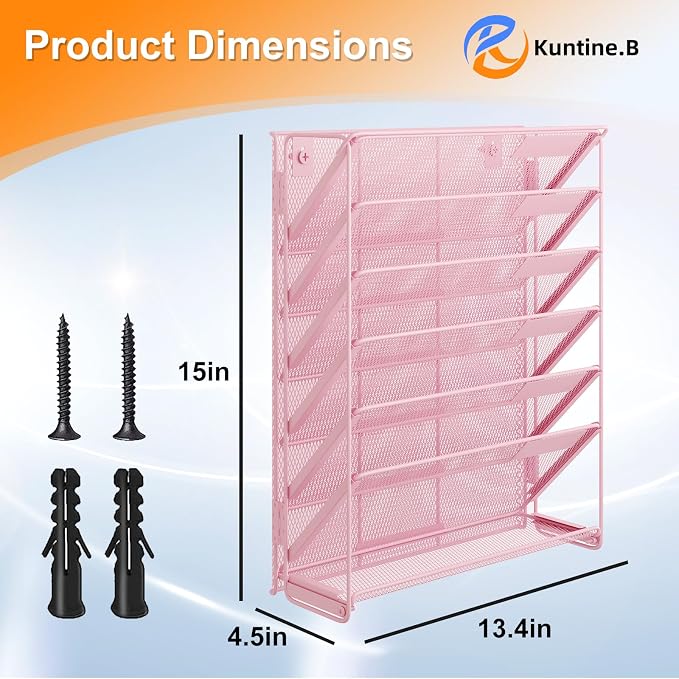 Kuntine.B Wall File Organizer Office Hanging Magazine Holder Wall File Organizer for Office Home - Image 2
